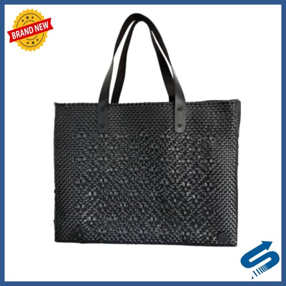 Large Recycled Plastic Tote Bag, Handwoven Mexican Artisan Beach Bag - Picture 2 of 7